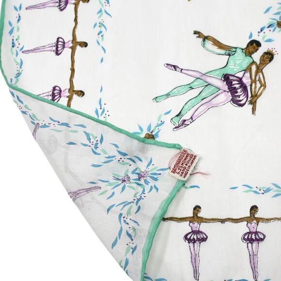 Vintage Ballerina Rayon Silk Scarf 6.25 Momme Hand Rolled Japan 16" - Hey Viv - Picture 5 of 6